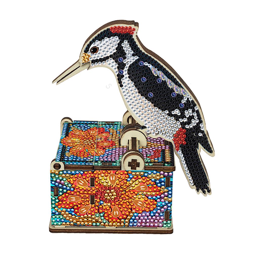 DIY Bird Diamond Painting Handmade Toothpick Holder Push-Type Crystal Mosaic Toothpick Holder for Home Car Desk Decoration Craft