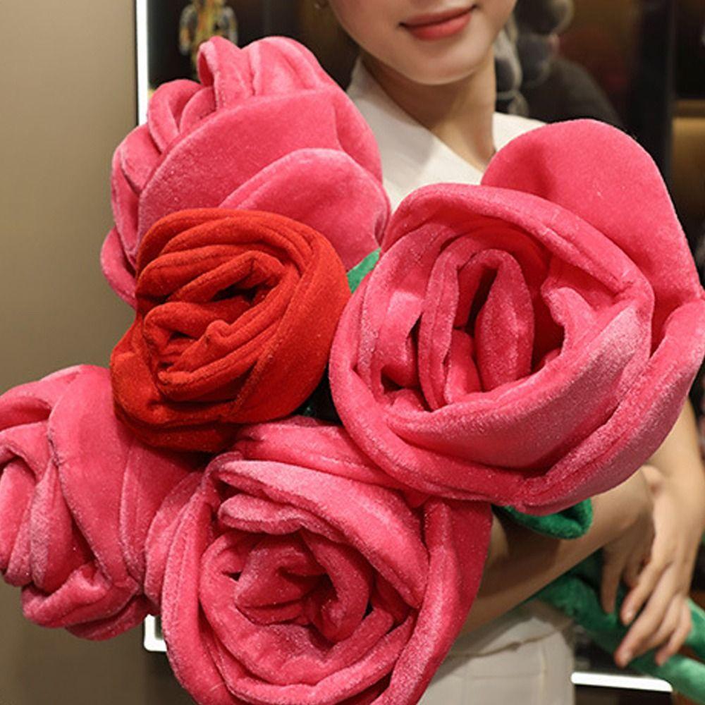 Красная ветка искусственного цветка Модная имитация плюшевой розы Для подарка девушке и маме