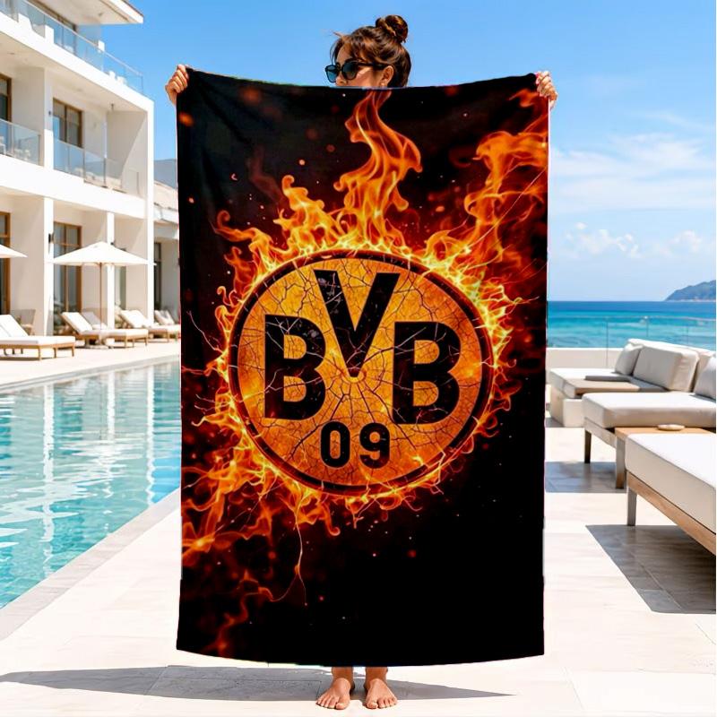 Пляжное полотенце Borussia fcfc, Быстросохнущее, Легкое в уходе, Подходит как для фитнеса, так и для пляжного отдыха, Спортивная необходимость