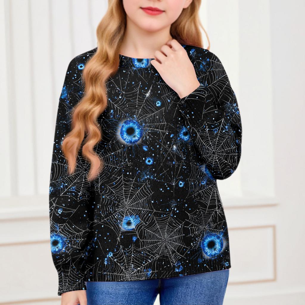 Толстовки на Хэллоуин для детей, мальчиков и девочек, вязаный свитер, милая рубашка, осенние пуловеры с круглым вырезом