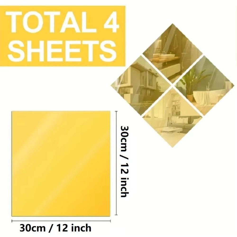 4pcs Waterproof Acrylic Mirror Stickers 20/30cm Wall Stickers New 3D Mirror Stickers  Living Room