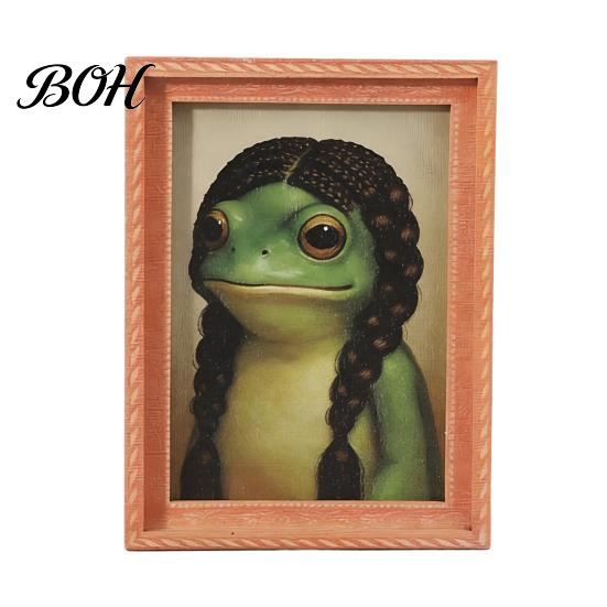 Decorative Animal Magnet Abstract Frog Refrigerator Magnet, Framed Hairstyle Fridge Kitchen Appliance Decor Home Office Decoration Party Favors Frame