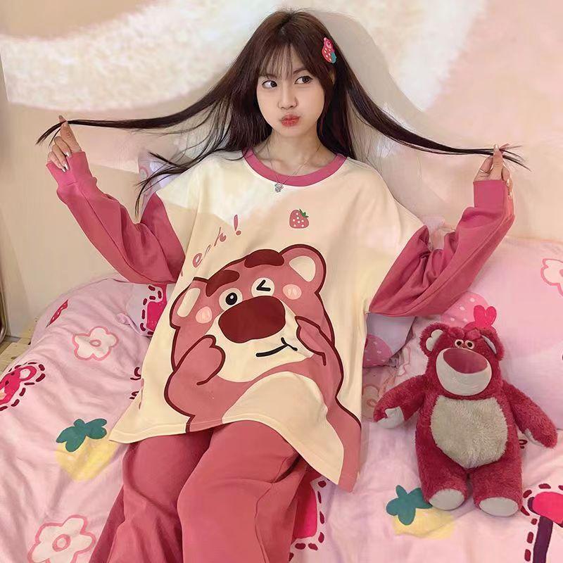 18 цветов, новая зимняя пижама, женская, корейская версия, с длинными рукавами, костюм для домашней одежды, свободная, большого размера, костюм из двух частей, можно носить на улице
