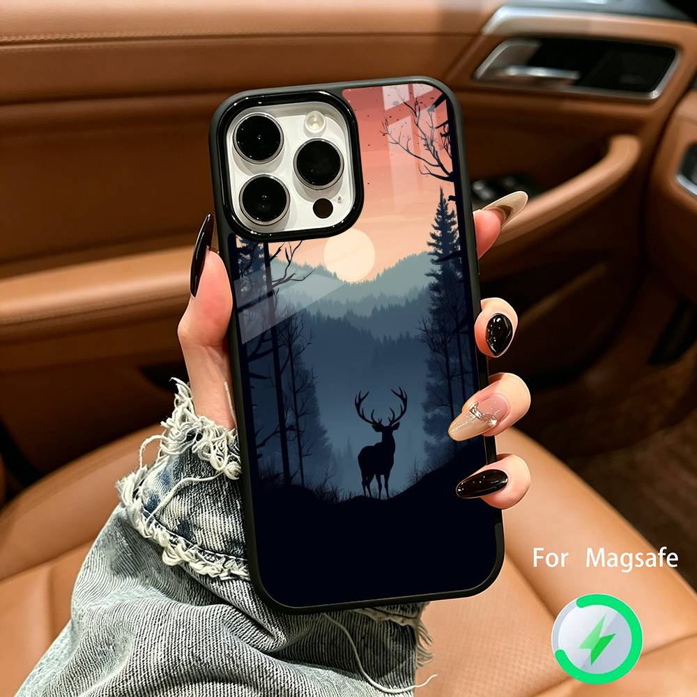 Чехол для телефона с изображением оленя - Охота Для IPhone17 16 15 14 13 12 11 Pro Max 16/15/14Plus Чехол для беспроводной зарядки Funda