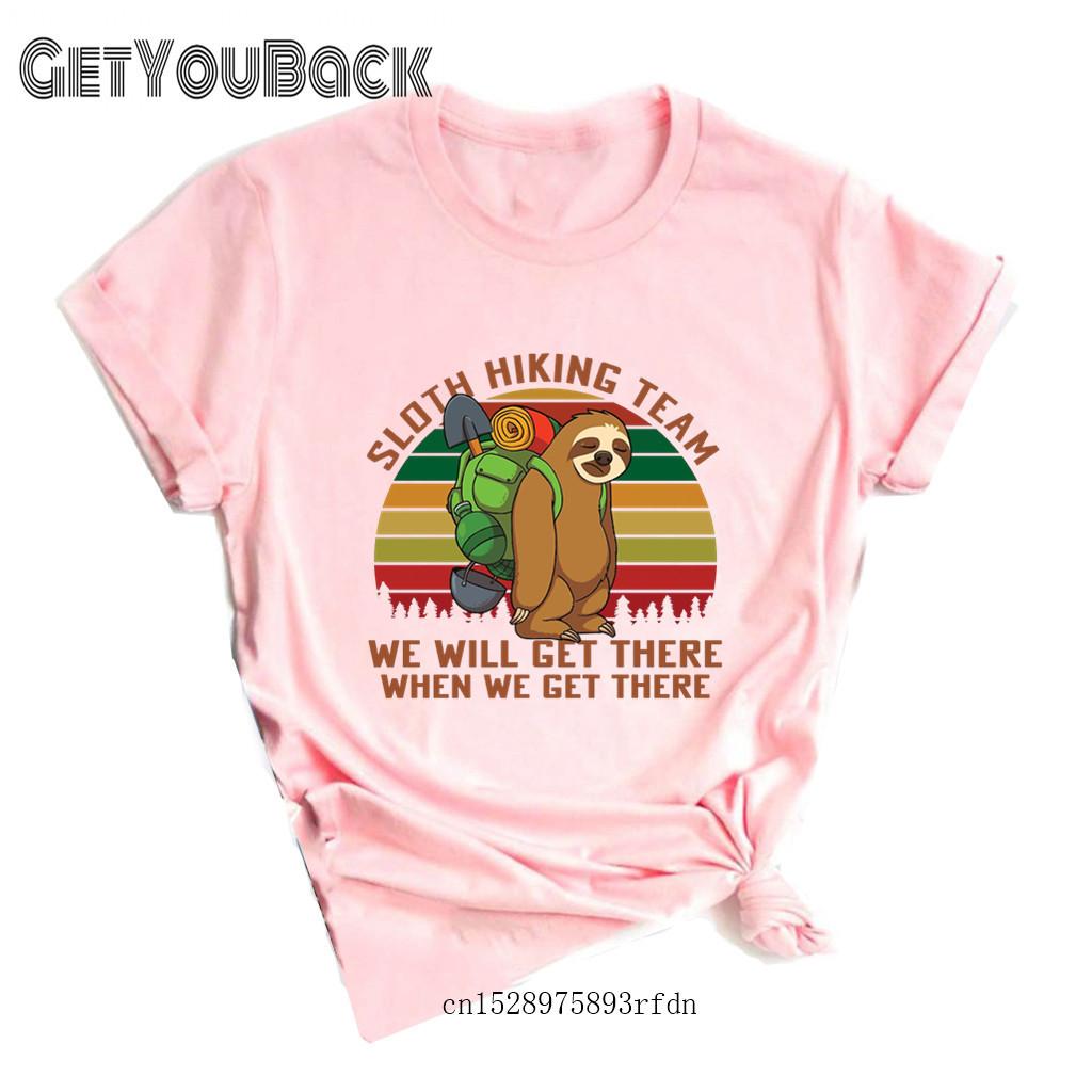 Забавная женская футболка Sloth Hiking Team для девочек, Harajuku 90S, футболка с животными, женская одежда, Прямая поставка