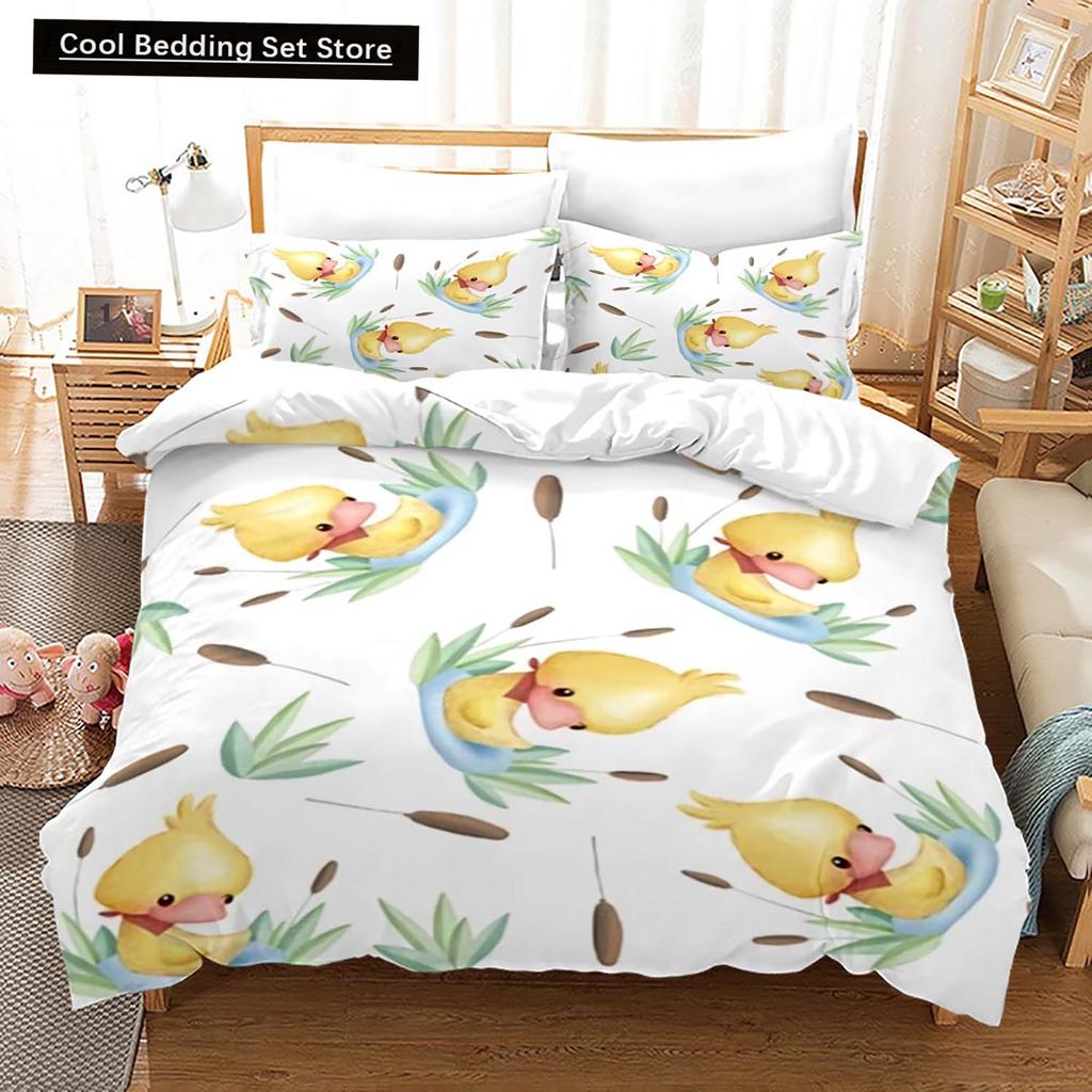 Yellow Duck Bedding Set Single Twin Full Queen King Size Little Duck Bed Set Aldult Kid Bedroom Duvetcover Sets 3D Print 015