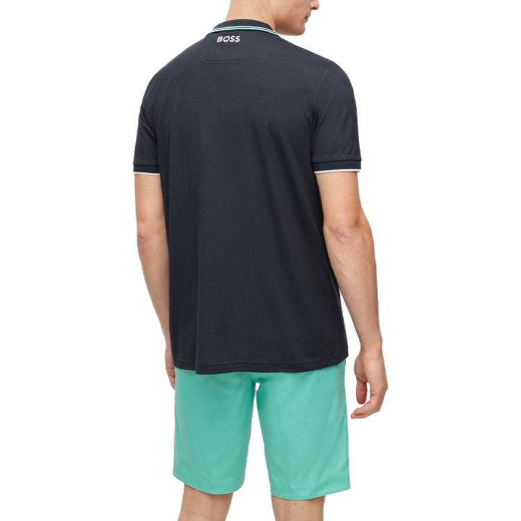 HUGO BOSS SS23 Polo Shirts Men's Dark Blue Crew Neck Moderate Straight Fit 50469094-403