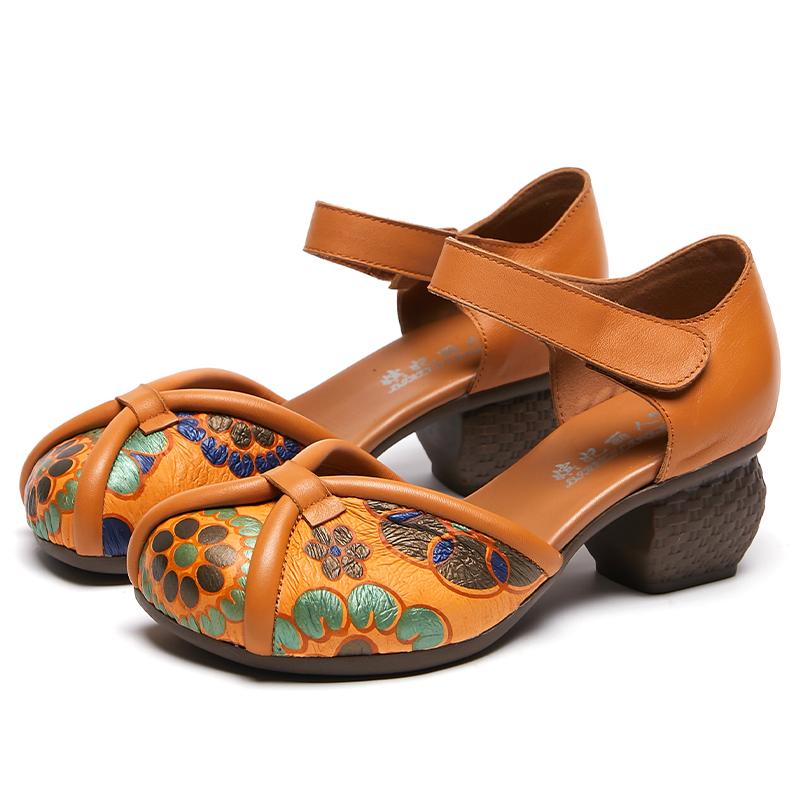 Fashion GKTINOO 2025 Summer Women Shoes Genuine Leather Women Pumps Handmade Comfortable Vintage Style High Heels Sandals Women Sandalia