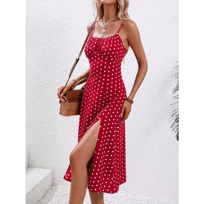 Женские летние повседневные длинные платья с разрезом на шее и цветочным принтом