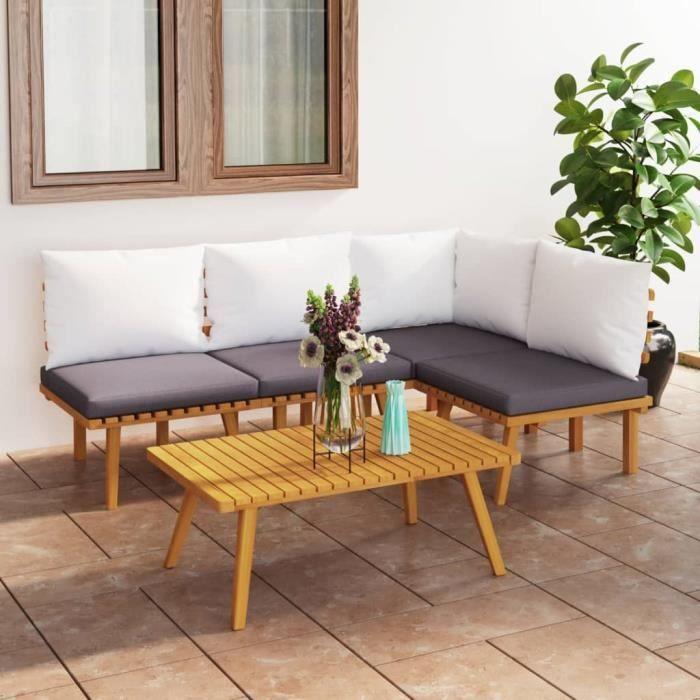 VidaXL Garden Lounge Set 5 Pcs with Cushions Solid Acacia Wood, 47.4kg