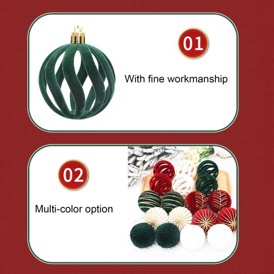 6 шт. Рождественские шары блестящие флокированные подвесные шары полые шары многоразовые небьющиеся рождественские шары для рождественской елки домашние вечеринки Декор