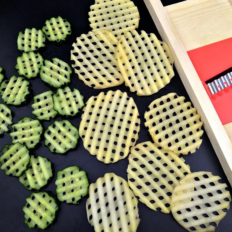 Potato Slicer Wavy Food Mandoline Slicer Stainless Steel Potato French Fry Cutter Slicer Vegetable Slicer Kitchen Chopping