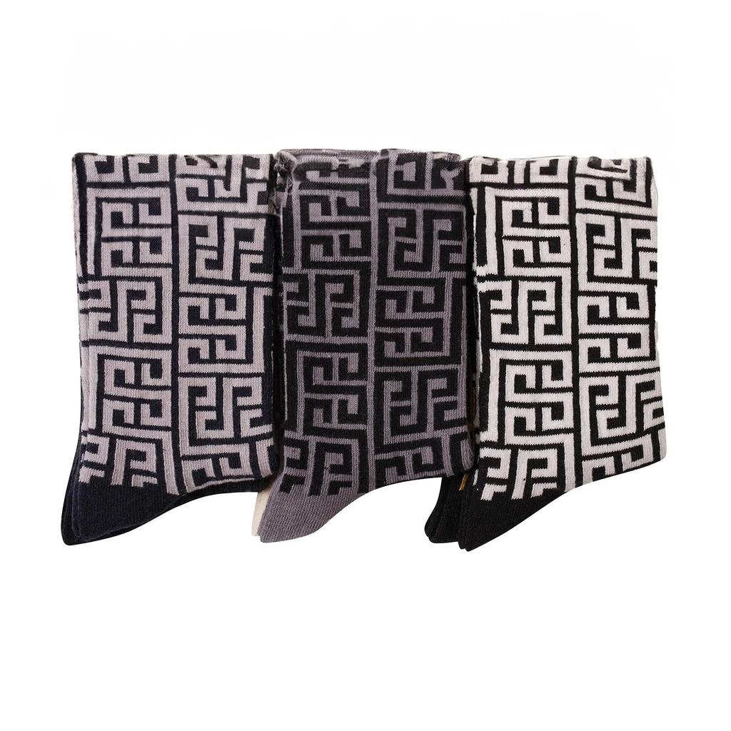 Soxy Mens Greek Key Cotton Socks (Pack of 6)