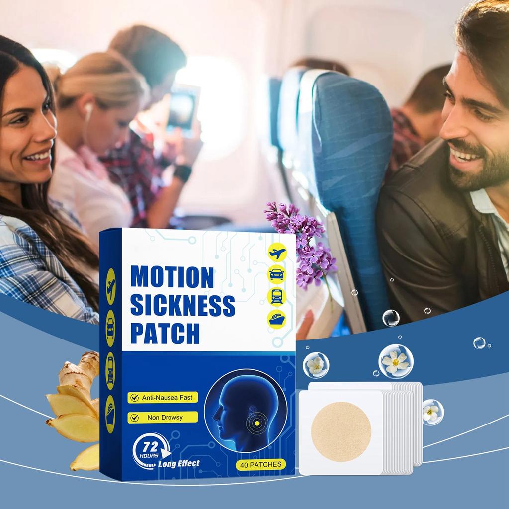 40 Pieces Of Motion Sickness Patches, Dizziness Patches And Seasickness Patches, No Side Effects, Suitable For Traveling By Car, Ship, Airplane, Etc.