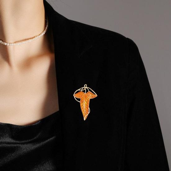 Женская брошь в форме листа, эмаль, капельная заливка маслом, растительный стиль, противоскользящая, полированная, для воротника пальто, сумки, шарфа, шляпы