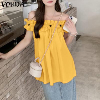 Женские летние блузки с коротким рукавом и оборками на открытых плечах