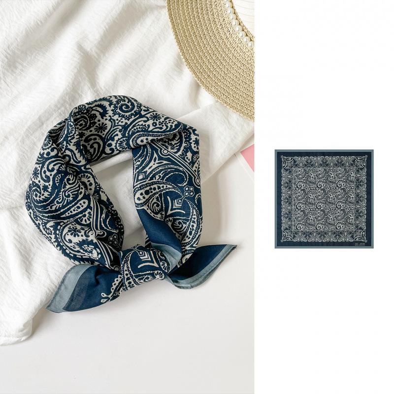 55 Cotton Silk Scarf Paisley Cashew Flower Square Scarf Headscarf Personalized Fashion Breathable Silk Scarf Scarf Tied Bag Decorative Scarf