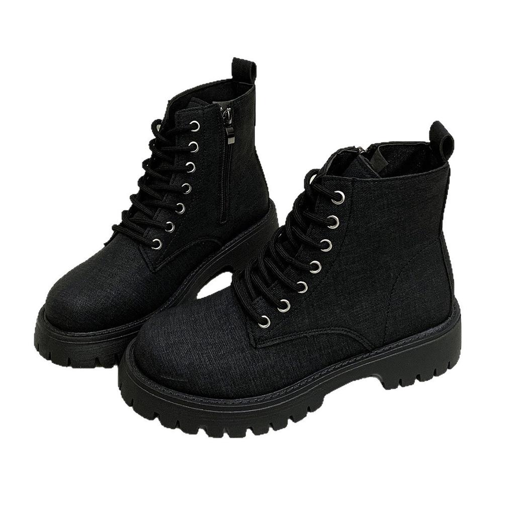 Осенние ботинки Мартин большого размера в стиле ретро с короткой голенью на шнуровке, женские, внешнеторговые, на толстом каблуке и толстой подошве, с круглым носком, рыцарские, ковбойские