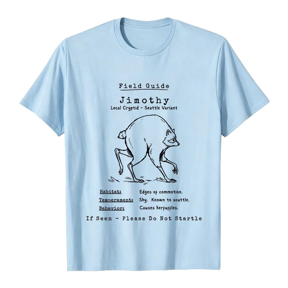 Jimothy Cryptid Raccoon Field Guide Shirt Vintage Seattle Funny Animal Meme Graphic Tee Streetwear Unisex Cotton Soft Male Tops