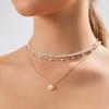 Faux Pearl Necklace for Women Gold Plated Layered Faux Pearl Necklace White Imitation Pearl Choker for Wedding Jewelry