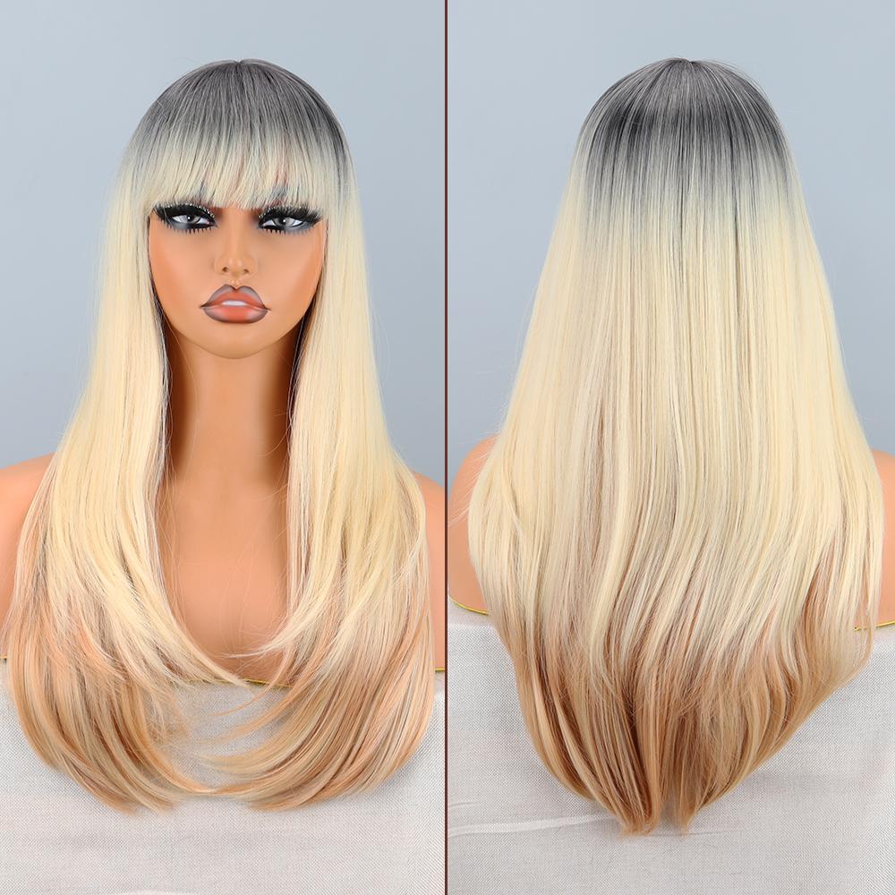 LISI HAIR Женский длинный многослойный натуральный прямой парик с челкой из синтетического волокна, натуральная повседневная одежда, длинный волнистый парик для косплея
