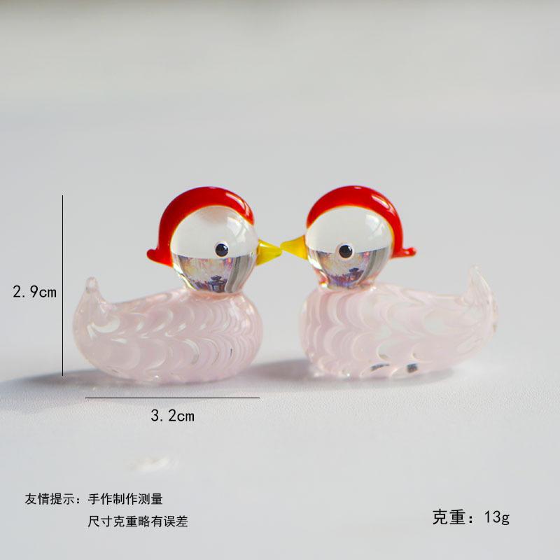 Mini Cute Glass Mandarin Duck Figurine Cartoon Animal Tiny Statue Craft Ornament Home Garden Micro Landscap Decor Accessories