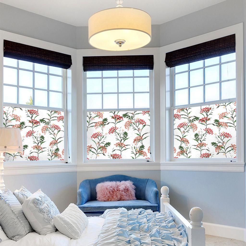 Цветочная оконная пленка Конфиденциальность Статическая липкая неклейкая пленка Витражная виниловая пленка Солнцезащитная наклейка на окно Украшение