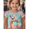 Daily Casual Animal Giraffe 3d Print Fashion Funny Girls' T-Shirts Summer Short Sleeved Tops Tee Casual T-Shirts