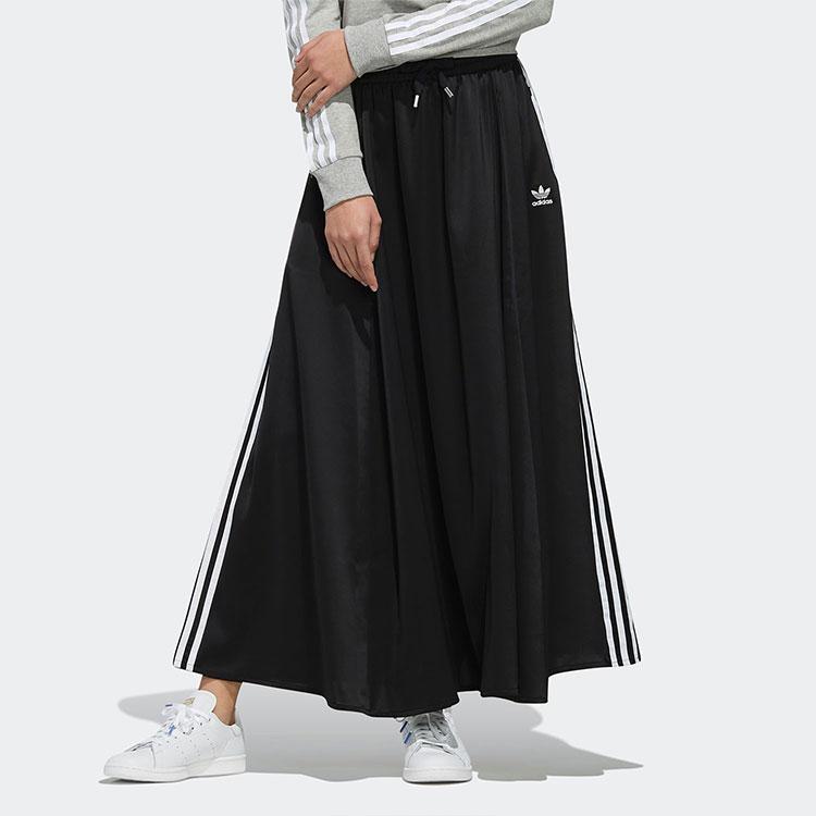 adidas Оригинальная женская атласная длинная юбка черная FL0039