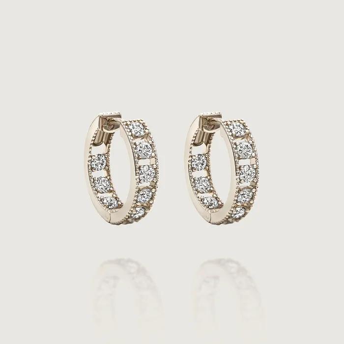 [14K/Lab Diamond] Duet Hoop Earrings