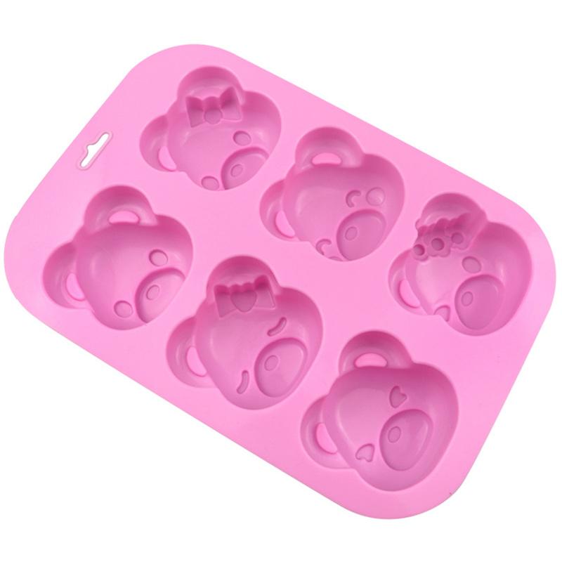 6 even Bear Silicone Baking Mold 3D Chocolate Pudding Molds Cupcake Pan Cake DIY Muffin Kitchen Tools