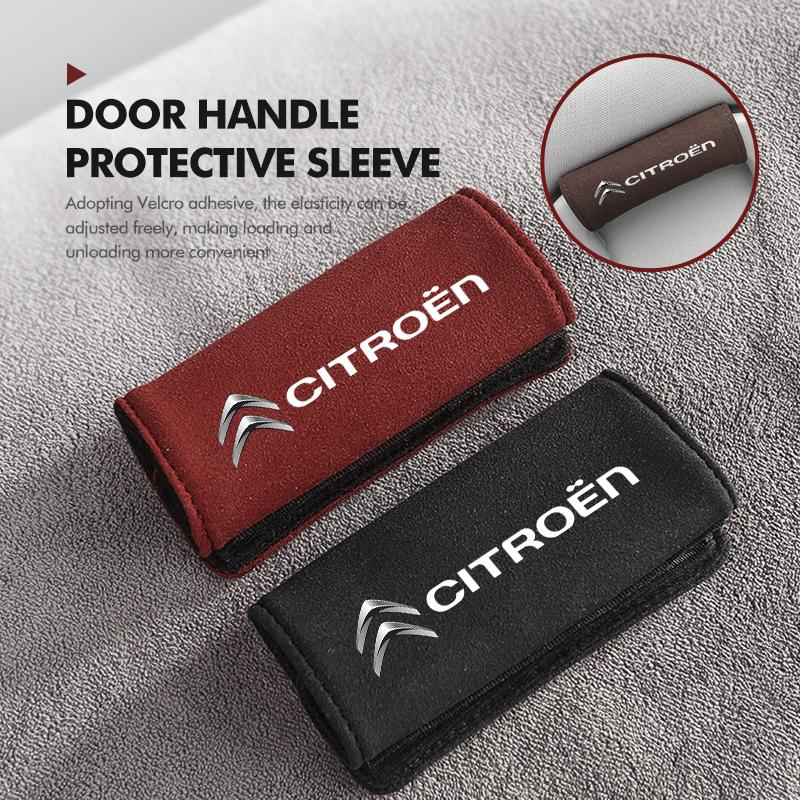 OCDK9 2Pcs Car Roof Handle Protection Cover Suede Safety Pull Gloves For Citroen Jumper Celysee Cactus Picasso Aircross Saxo Grand