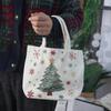 Cartoon Christmas Canvas Gift Bag Santa Claus Merry Christmas Decor  Party Favors