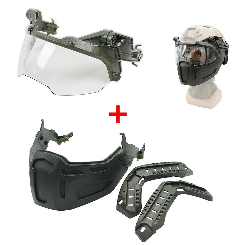 New Tactical FAST Helmet Half Face Mask With Flip Goggles Hunting Airsoft CS Game Paintball Mask Helmet Accessories Gear