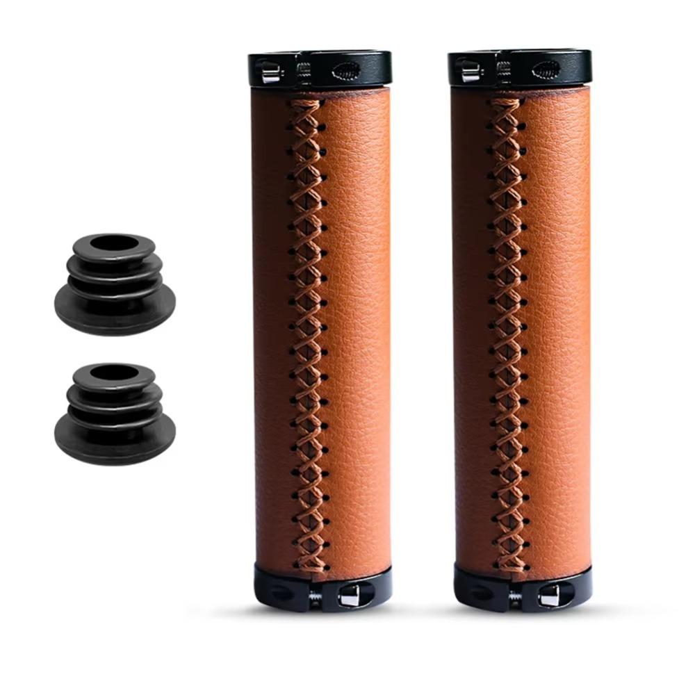 Leather Material Bike Leather Handle Cover Shock-absorbing Bike Cowhide Grip Bicycle Accessory