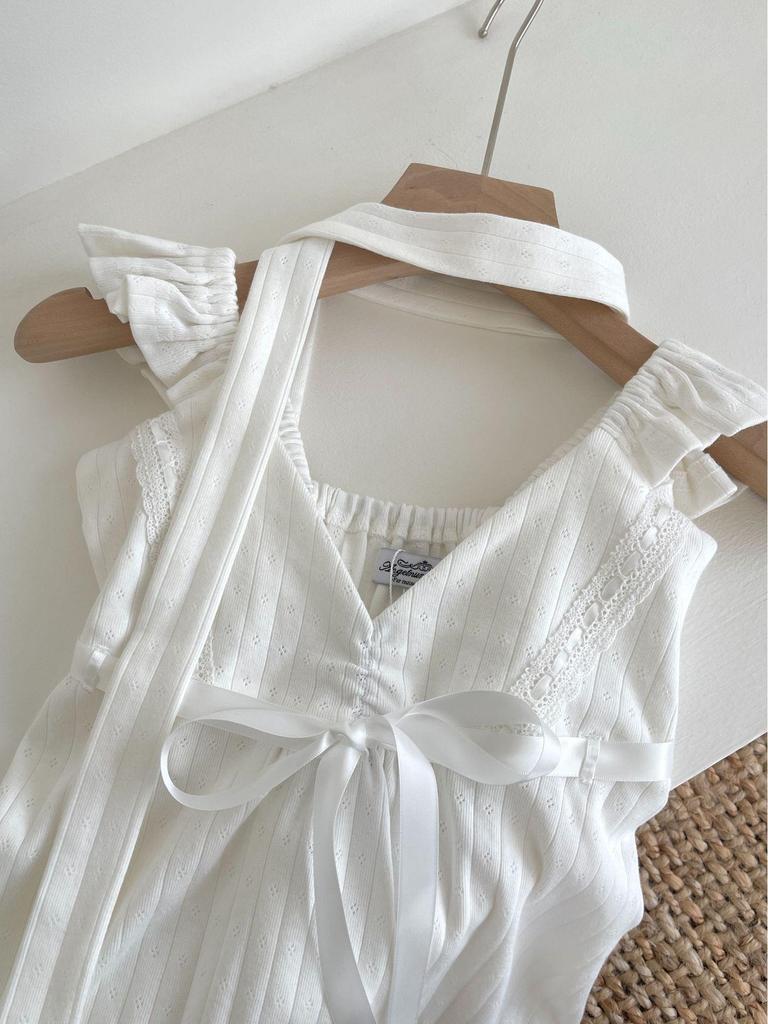 Ангельский номер 555 Сладкий и пикантный топ с V-образным вырезом, кружевной лентой, рукавами-крылышками и шарфом