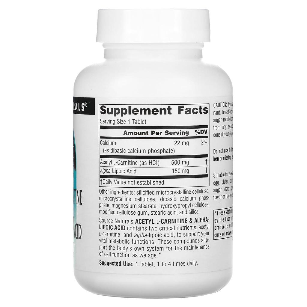 Ацетил-L-карнитин и альфа-липоевая кислота, 650 мг, 60 таблеток