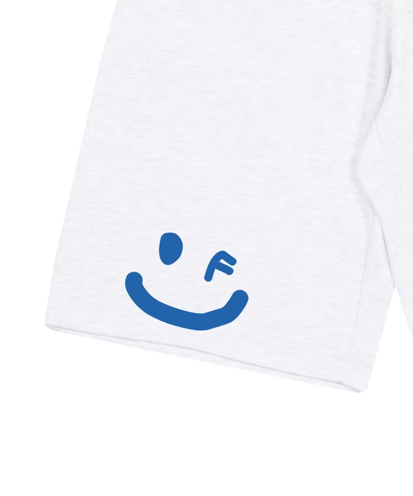 GRAVER [Unisex] Back Drawing Smile Bermuda Training Shorts_Melange White