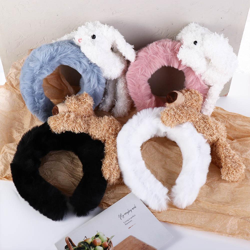 Makeup Headband Width Hair Hoop Wash Face Hair Band Cartoon Plush Headband Women Hair Accessories