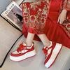 Ханьфу красные свадебные туфли Сюхэ 2025 новые туфли невесты платформа внутренняя высота 7 см кожа повседневные туфли подружки невесты на платформе