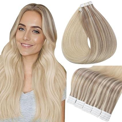 Full Shine Tape In 100% Remy Human Hair Straight Double Sided Blonde Comfortable Silky Natural Tape For Women