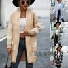 2024 Autumn/Winter New European And American Coat Loose Plaid Color Blocked Knitted Cardigan Fashion Sweater For Women