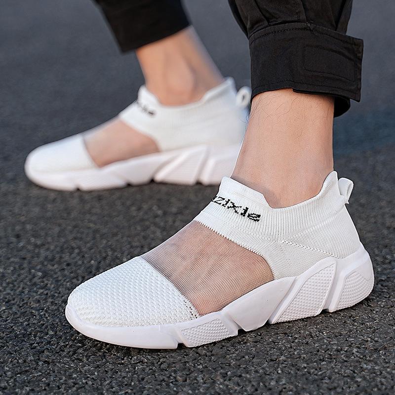 Весна и лето мужские рваные рыбные новые туфли женские повседневные одинарные туфли с одной педалью дышащие носки спортивная обувь женская