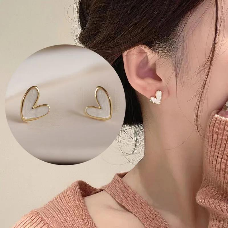 Trendy Exquisite Gold Color Stainless Steel Heart Shape Pendant Necklace Earrings for Women Valentine's Day Gift Jewelry Sets