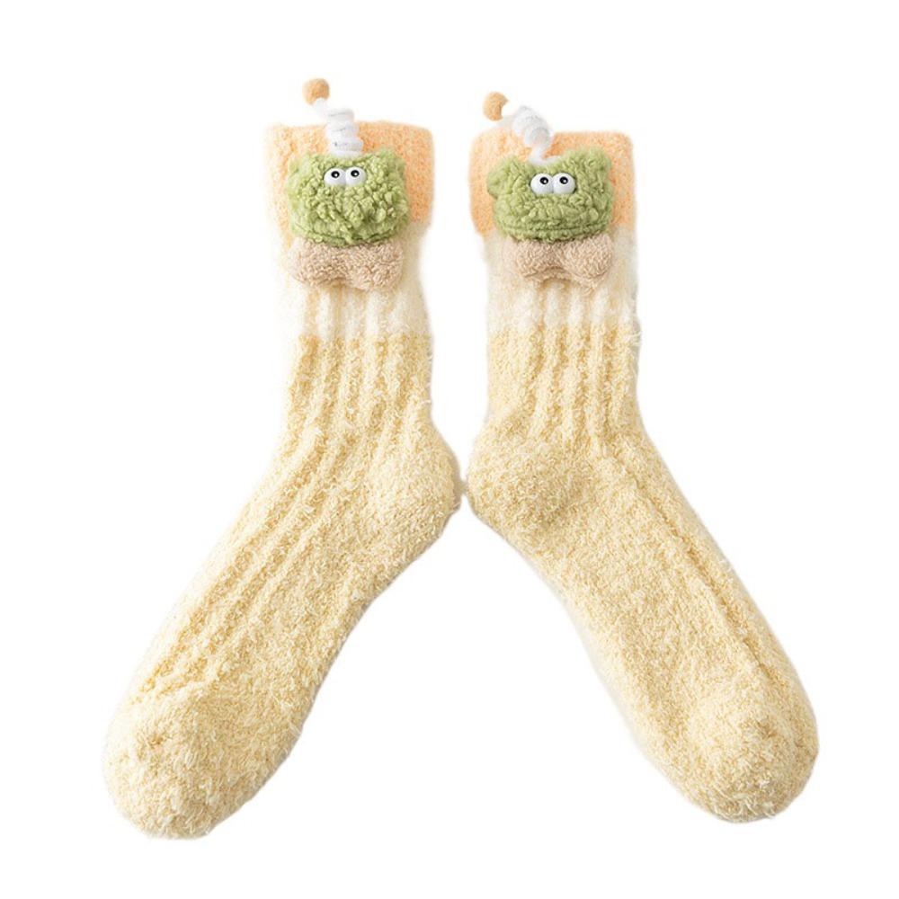 Non-Slip Cartoon Plush Socks Thicken Thermal Warm Socks Coral Fleece Socks Women Autumn Winter