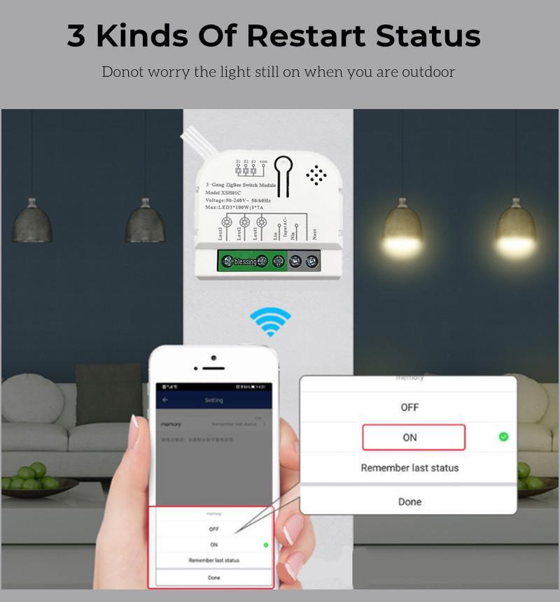 Zigbee Tuya Умный 3-позиционный модуль Вкл/Выкл для Alexa