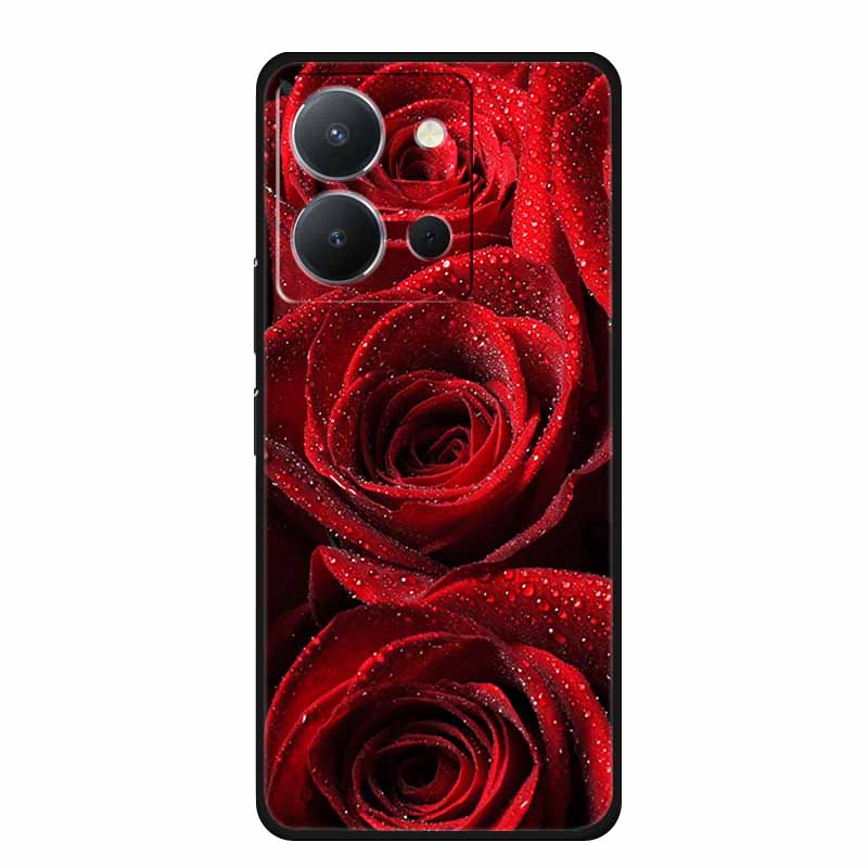 Для Vivo Y36 4G Чехол Роскошный ТПУ Мягкий Силиконовый Чехлы для Телефона Задняя Крышка Для VivoY36 4G Русская Версия Ударопрочный Цветы Новый Funda