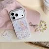 Фиолетовый чехол-цепочка с цветочным узором и кроликом для iPhone 15/14/16/17 Pro Max