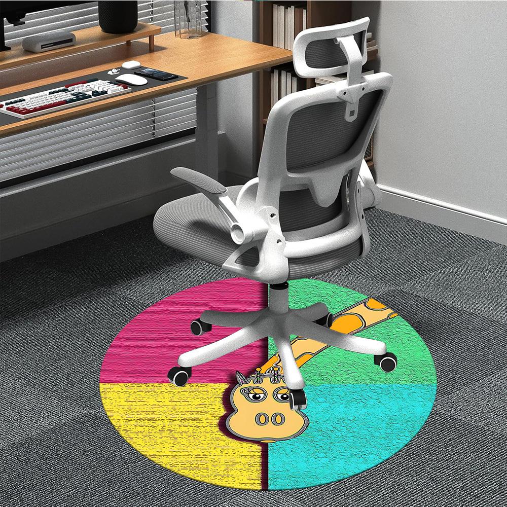1pc Colorful Creature Office Round Rug, Non-slip, Soft and Durable Office Rug for Interior Decoration, Perfect for Office, Beautiful Decoration yy2603