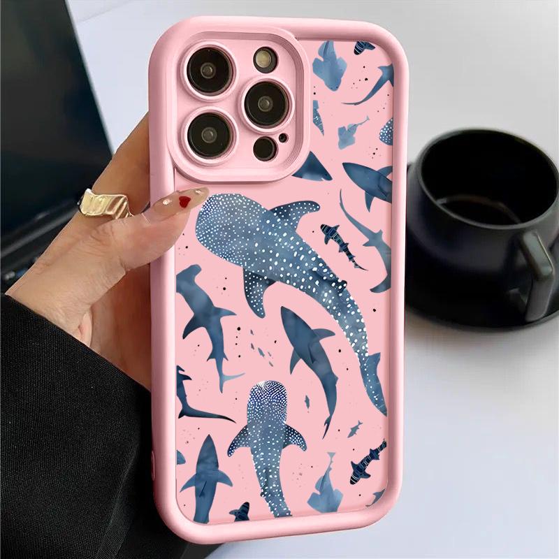 Для iPhone 16 Pro Max 16E 15 14 Pro 13 12 11 чехол с принтом китового дерева, противоударный мягкий защитный чехол для линз из ТПУ с матовым покрытием